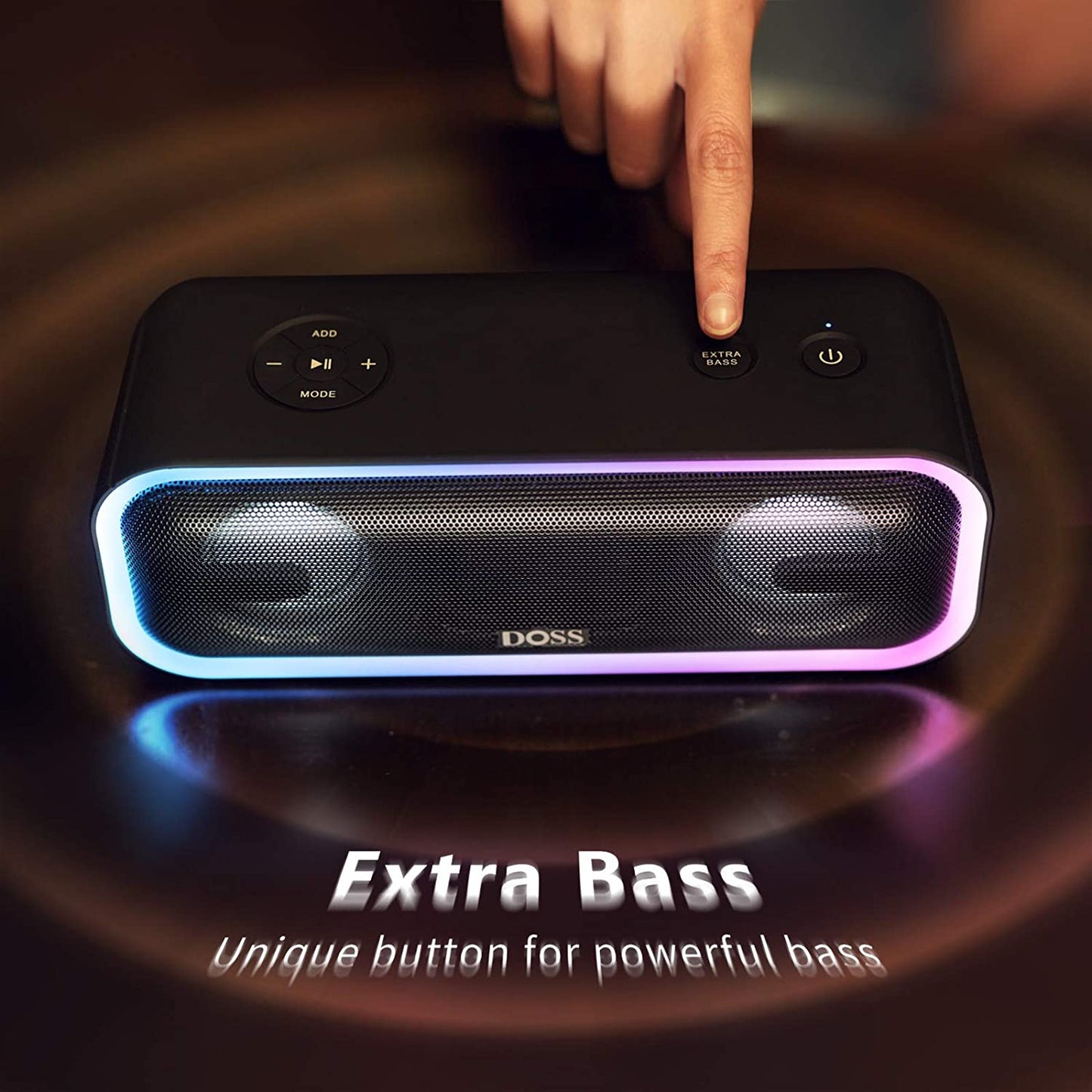 Bluetooth Speaker,  Soundbox Pro+ Wireless Pairing Speaker with 24W Stereo Sound, Punchy Bass, IPX6 Waterproof, 15Hrs Playtime, Multi-Colors Lights, for Home,Outdoor-Black