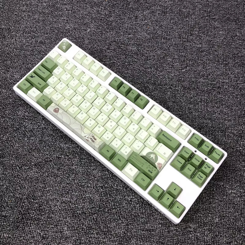 127 Keys Cherry Profile Matcha Green PBT Keycaps Mechanical Keyboard Dye-Subbed Mountain Forest Custom DIY Mx Switch Keycap